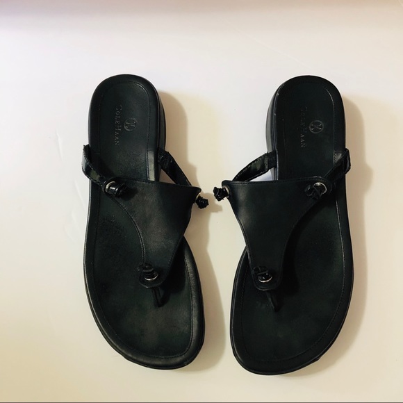 Cole Haan Shoes - Cole Haan Nike Air 10 Black Thong Sandals Leather